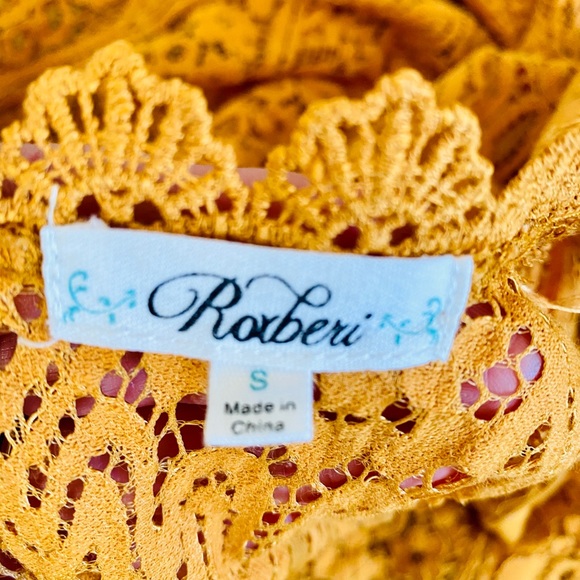 ☀️Roxberi- Golden Lace Embroidered Dress VTG Style - Picture 4 of 12